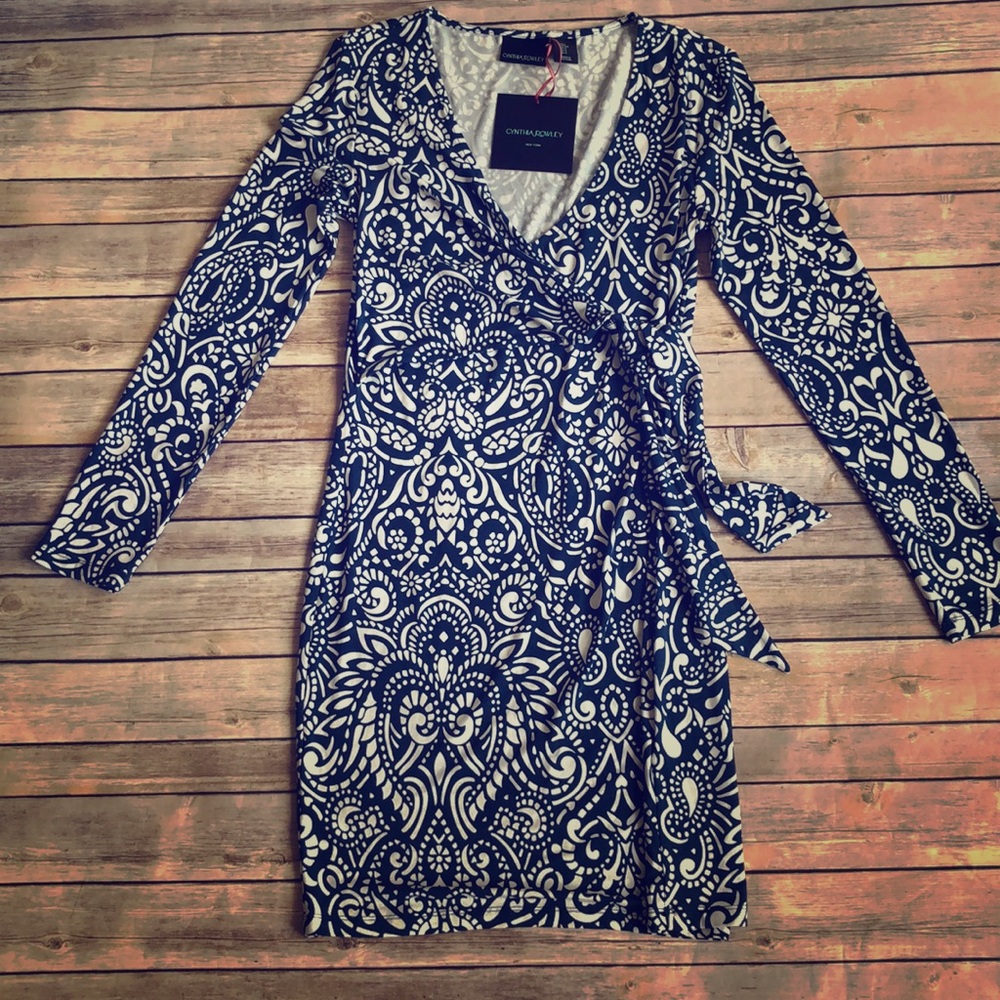 Cynthia Rowley Navy and White Wrap Dress